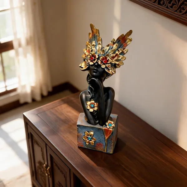 Abstract_Woman_Floral_Headdress_Decorative_Sculpture