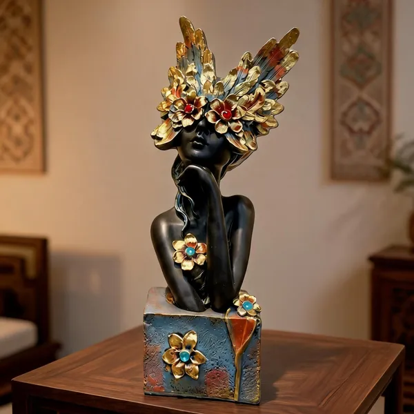 Abstract_Woman_Floral_Headdress_Decorative_Sculpture