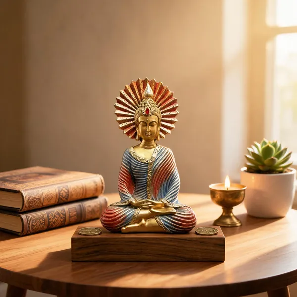 Gold_Tone_Seated_Buddha_Idol_With_Wooden_Base