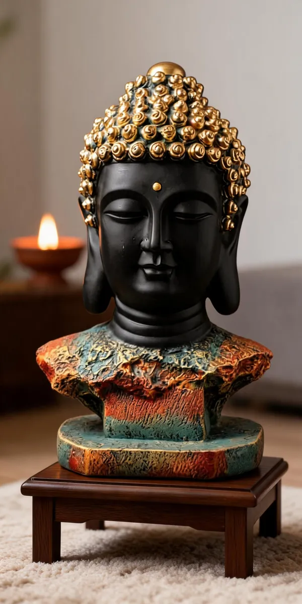 Black_And_Gold_Buddha_Meditation_Bust_Statue