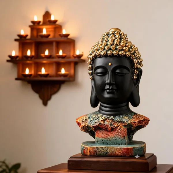 Black_And_Gold_Buddha_Meditation_Bust_Statue