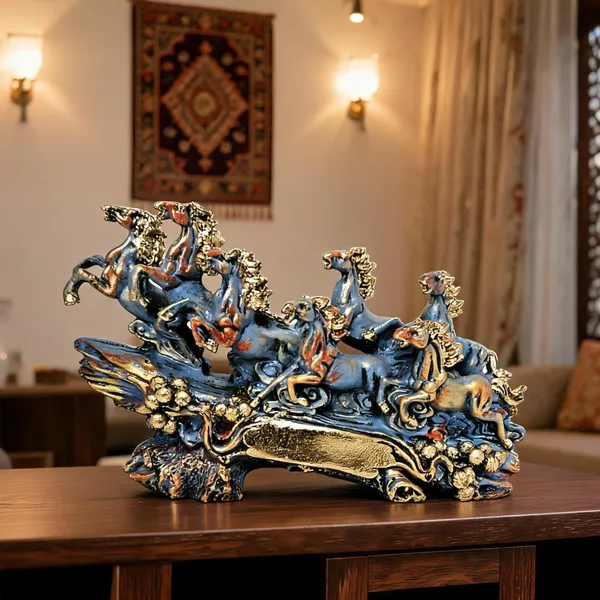 Blue_And_Gold_Ornate_Running_Horses_Decorative_Figurine