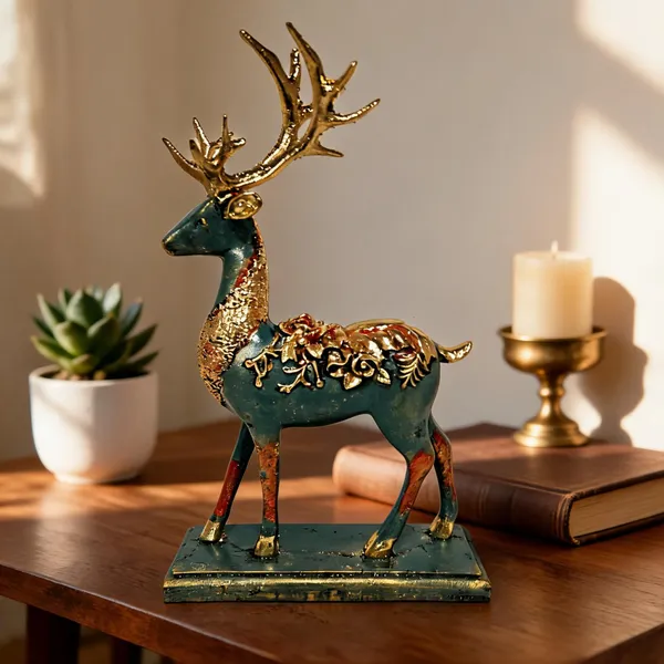 Green_And_Gold_Deer_Decorative_Showpiece_Figurine