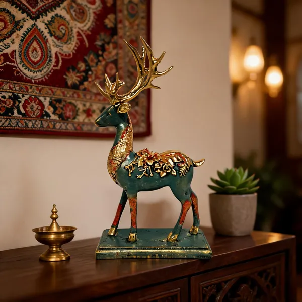 Green_And_Gold_Deer_Decorative_Showpiece_Figurine