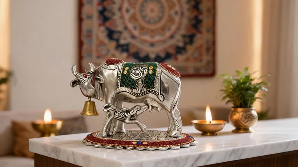 Silver-Tone_Cow_And_Calf_Figurine