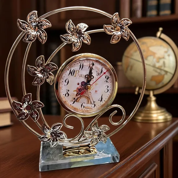 Metal_Floral_Analog_Table_Clock