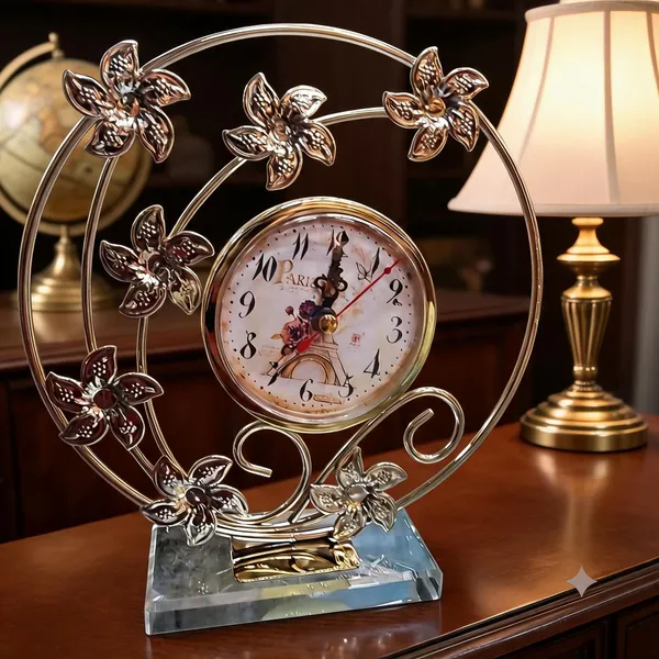 Metal_Floral_Analog_Table_Clock