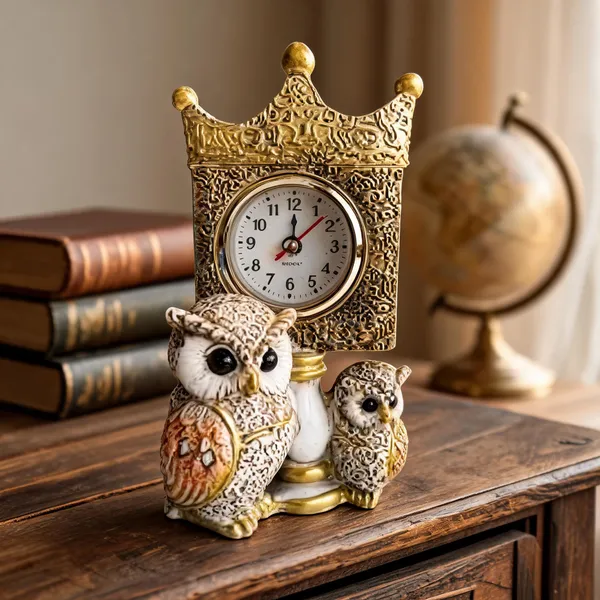 Ornate_Owl_Analog_Table_Clock
