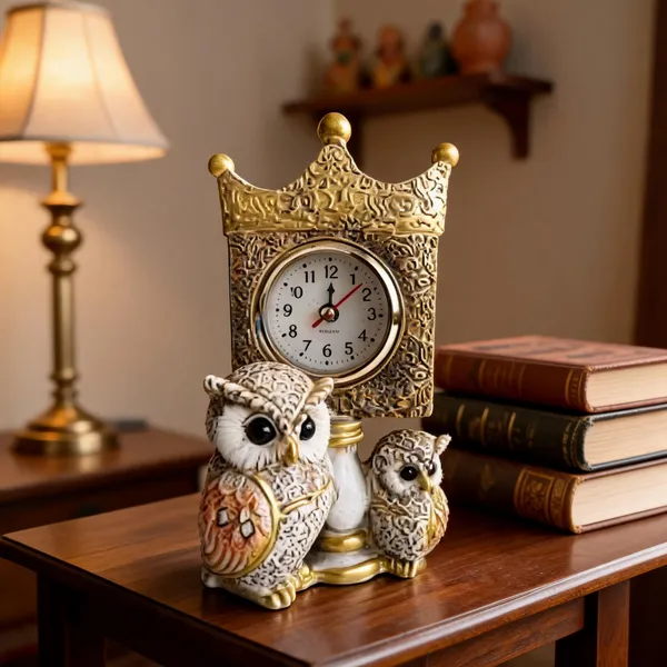 Ornate_Owl_Analog_Table_Clock