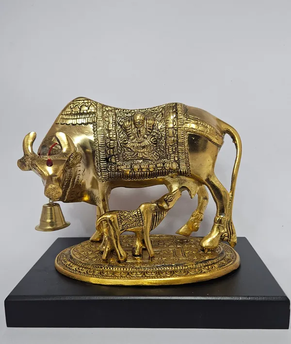 Gold_Tone_Religious_Cow_And_Calf_Figurine