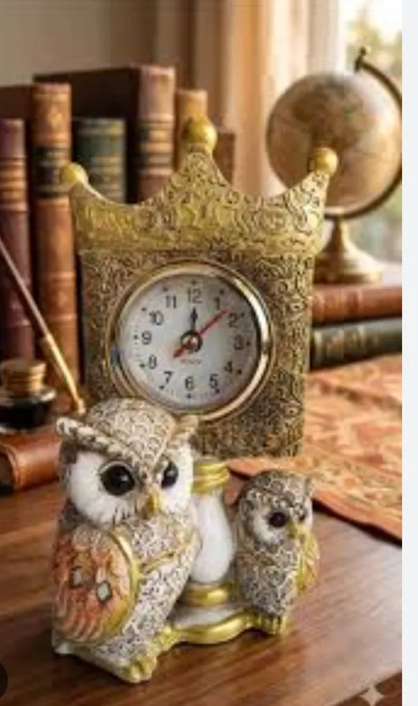Ornate_Owl_Analog_Table_Clock