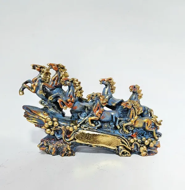 Blue_And_Gold_Ornate_Running_Horses_Decorative_Figurine