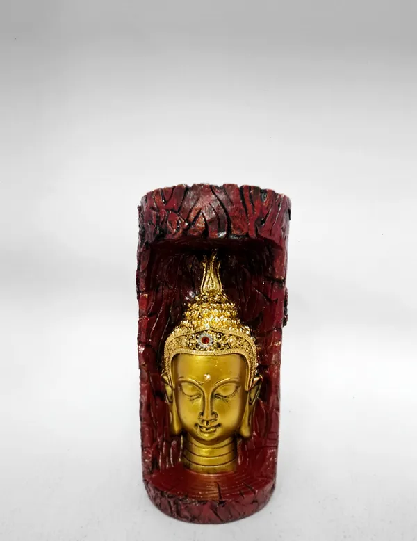 Maroon_Buddha_Relief_Cylindrical_Decorative_Showpiece