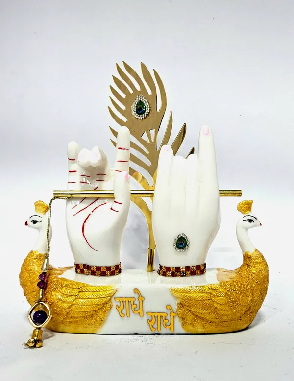 White_And_Gold_Radhe_Radhe_Religious_Decor_Showpiece