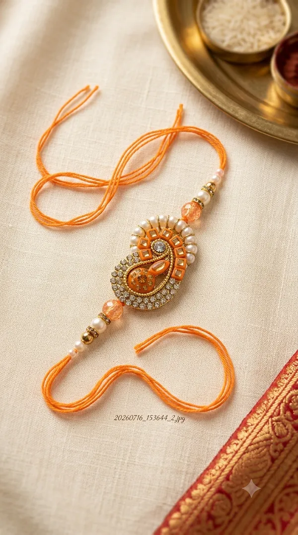 Orange_Thread_Embellished_Rakhi_for_Brothers