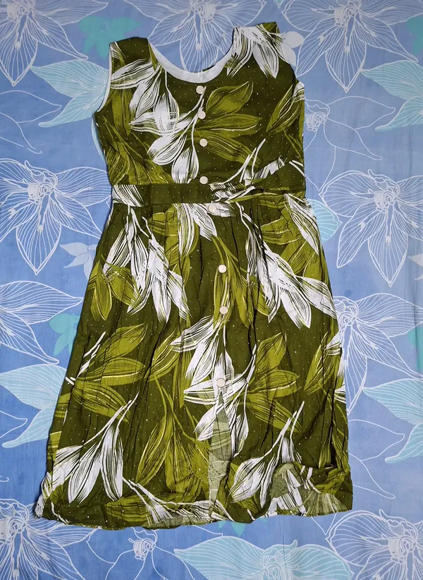 Olive_Green_Cotton_Sleeveless_Fit_And_Flare_Dress_For_Women