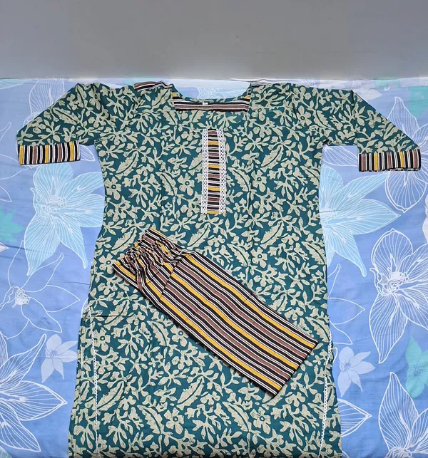 Green_Cotton_Straight_Floral_Print_Kurta_Set_For_Women