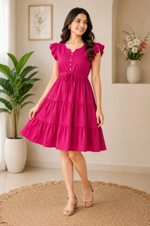 Red_Cotton_Fit_And_Flare_Printed_Dress_For_Women