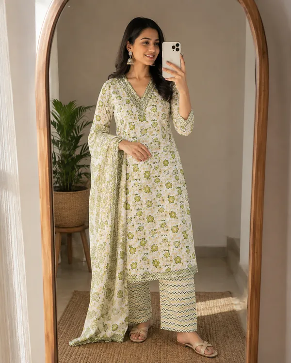 Cream_Cotton_Straight_Floral_Print_Kurta_Set_For_Women
