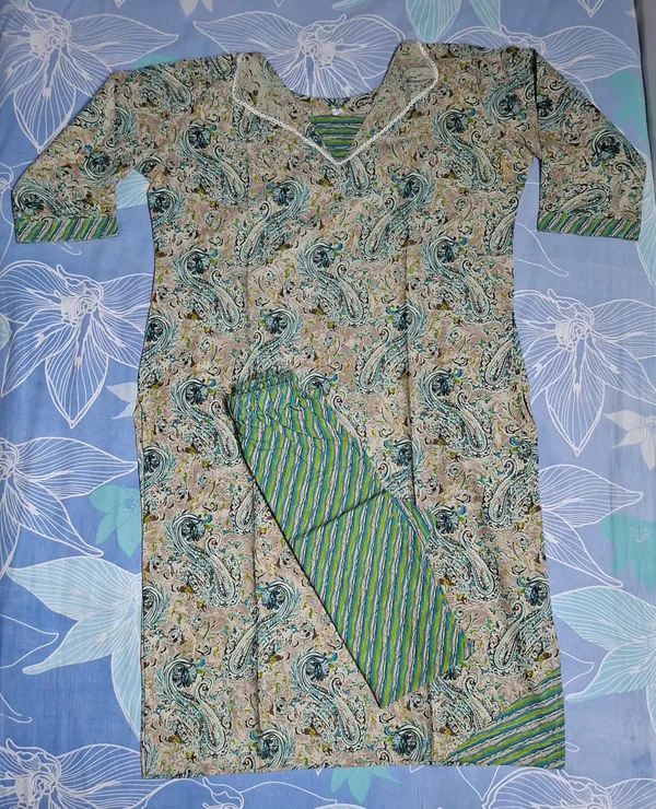Beige_Cotton_Straight_Paisley_Print_Kurta_For_Women