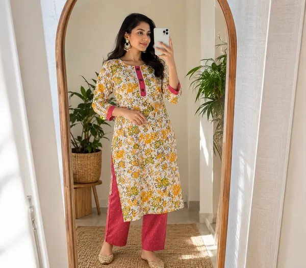 Yellow_Cotton_Straight_Floral_Print_Kurta_Set_For_Women