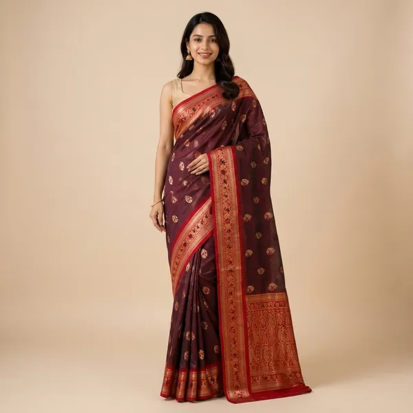 Maroon_Cotton_Woven_Traditional_Saree_For_Women