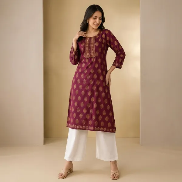 Maroon_Cotton_Straight_Printed_Kurta_Set_For_Women