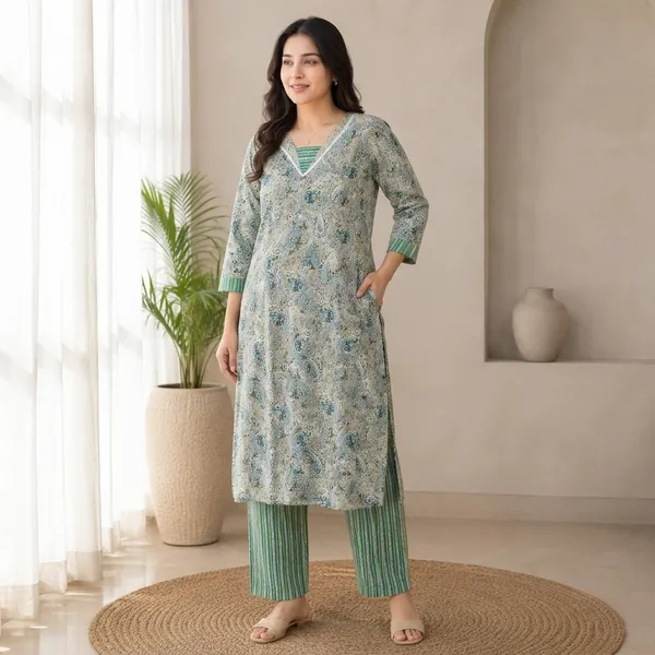 Grey_Cotton_Straight_Paisley_Print_Kurta_Set_For_Women