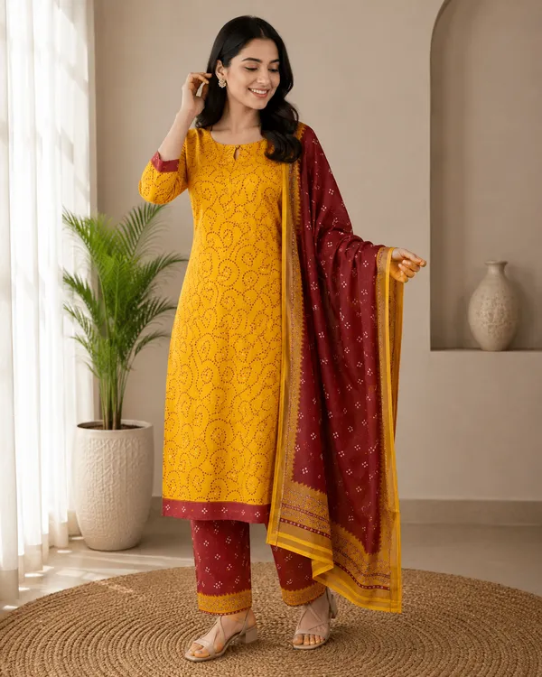 Yellow_Cotton_Straight_Printed_Ethnic_Suit_Set_For_Women