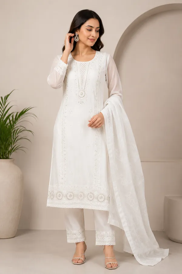 White_Cotton_Straight_Embroidered_Kurta_Set_For_Women