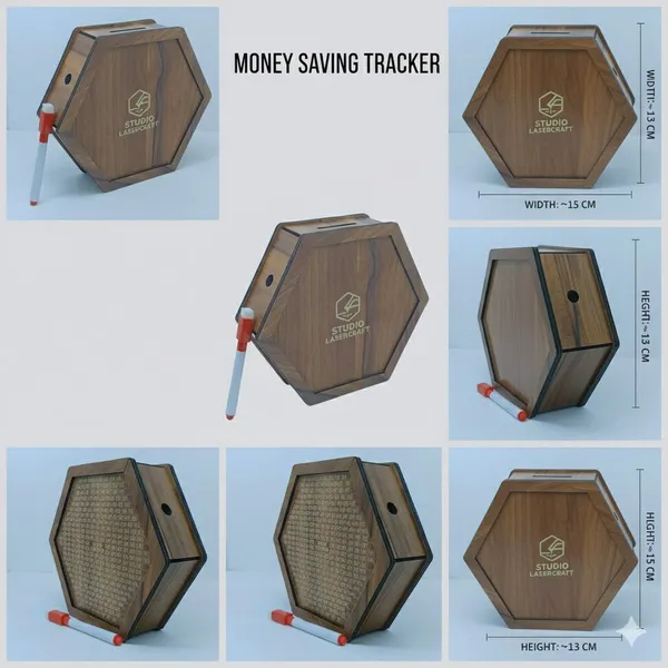 Studio_Lasercraft_Mdf_Hexagon_Money_Saving_Tracker_Piggy_Bank