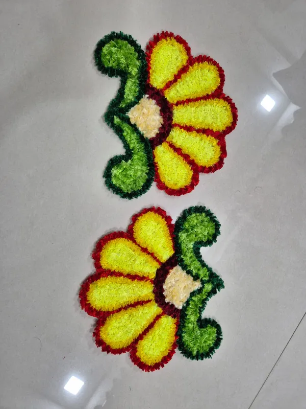 Red_And_Yellow_Premium_Woolen_Flower_Rangoli_Pack_Of_2