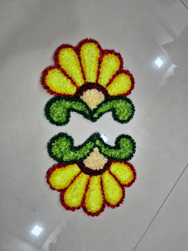 Red_And_Yellow_Premium_Woolen_Flower_Rangoli_Pack_Of_2