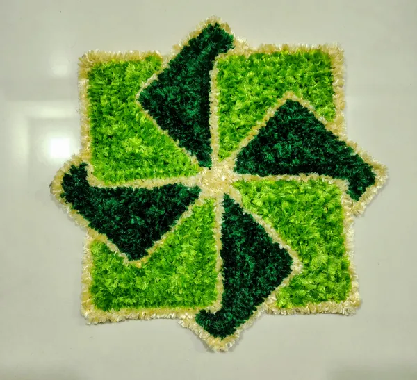 Green_Premium_Woolen_Swastik_Rangoli_Small
