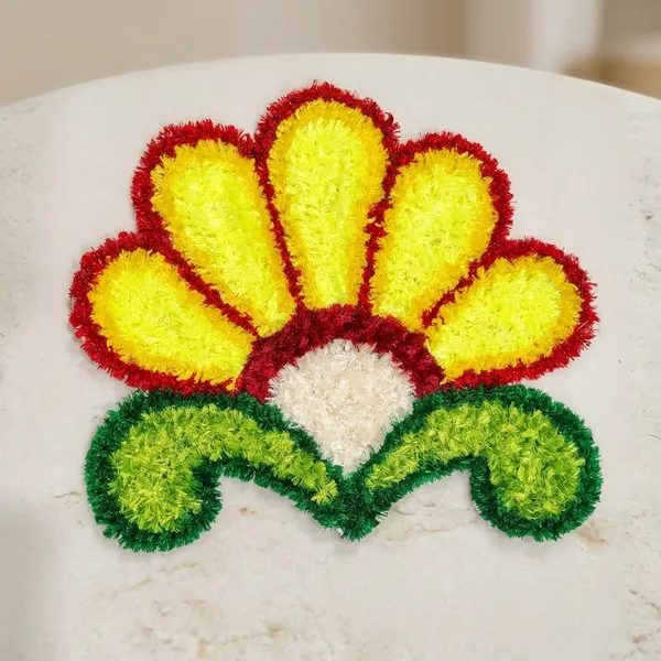 Red_And_Yellow_Premium_Woolen_Flower_Rangoli_Pack_Of_2