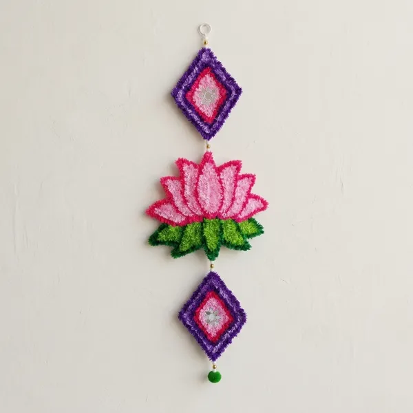 Multicolor_Premium_Woolen_Traditional_Lotus_Motif_Wall_Hanging