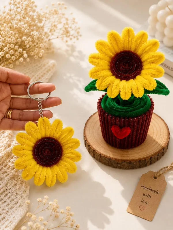 Multicolor_Premium_Pipe_Cleaner_Sunflower_Pot_with_Keychain