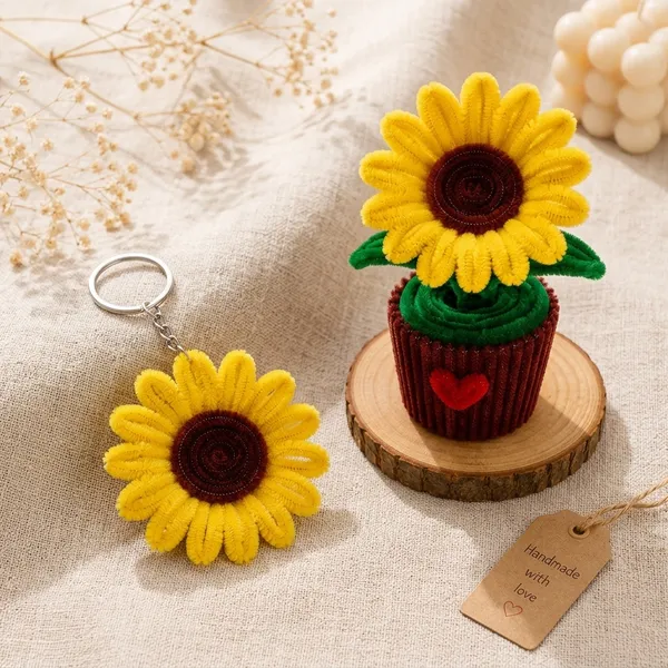 Multicolor_Premium_Pipe_Cleaner_Sunflower_Pot_with_Keychain
