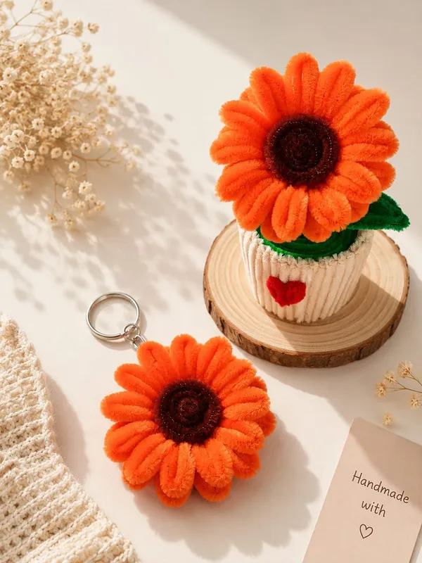 Multicolor_Premium_Pipe_Cleaner_Sunflower_Pot_With_Keychain