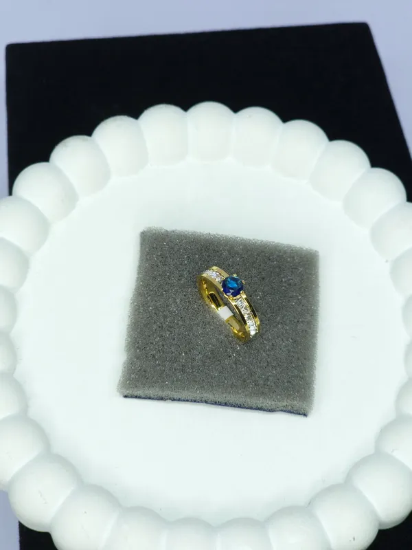 Gold_Tone_Blue_Stone_Solitaire_Band_Ring_For_Women