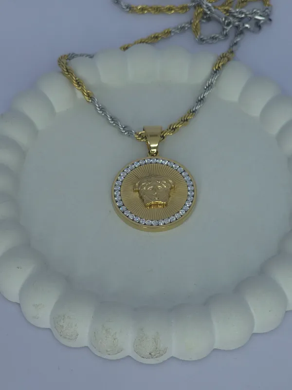 Two_Tone_Lion_Pendant_Necklace_For_Men