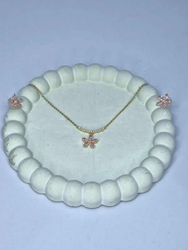 Pink_Floral_Stone_Necklace_Set_For_Women
