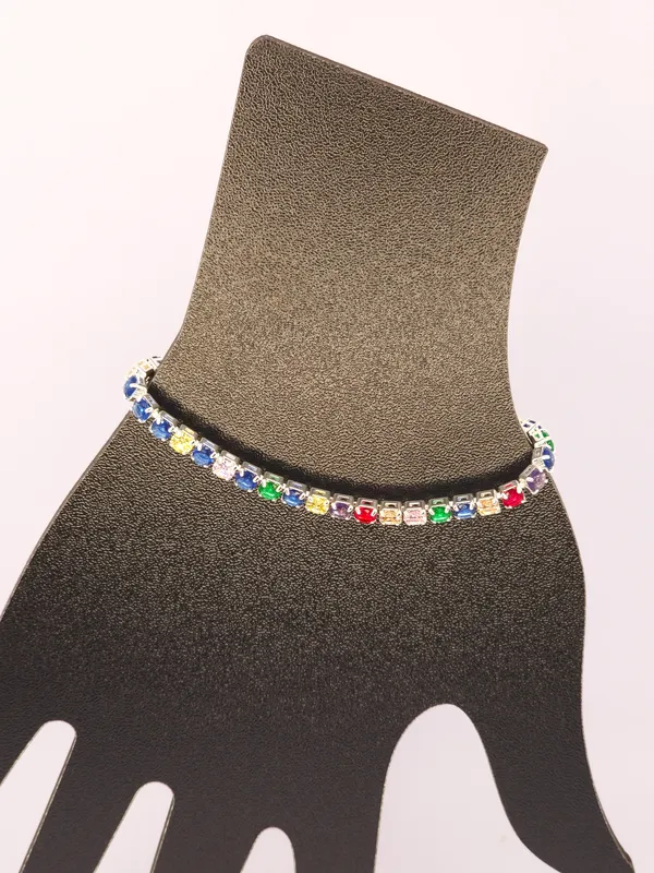 Multicolour_Stone_Gold_Tone_Steel_Link_Bracelet_For_Women