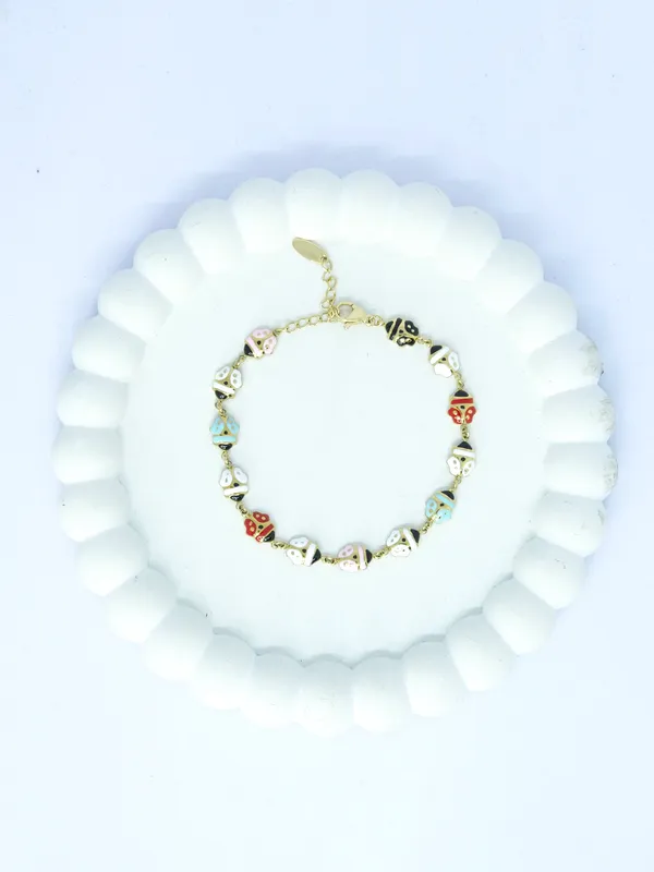 Multicolour_Gold_Tone_Steel_Elephant_Charm_Bracelet_For_Women