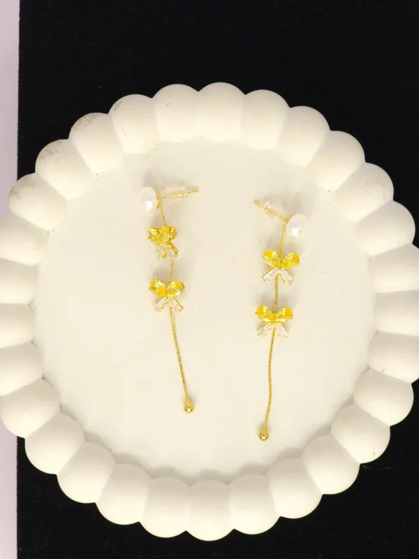 Gold_Tone_Floral_Drop_Earrings_For_Women