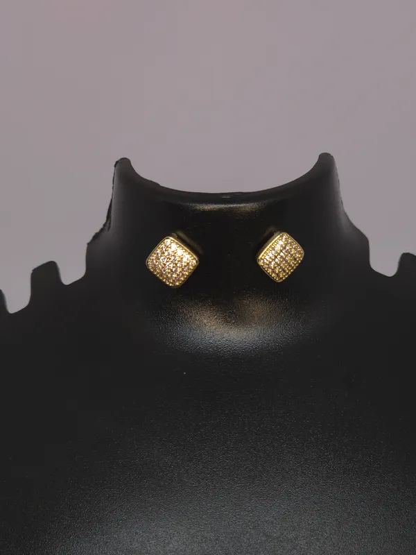 Gold_Tone_Square_Stud_Earrings_For_Women