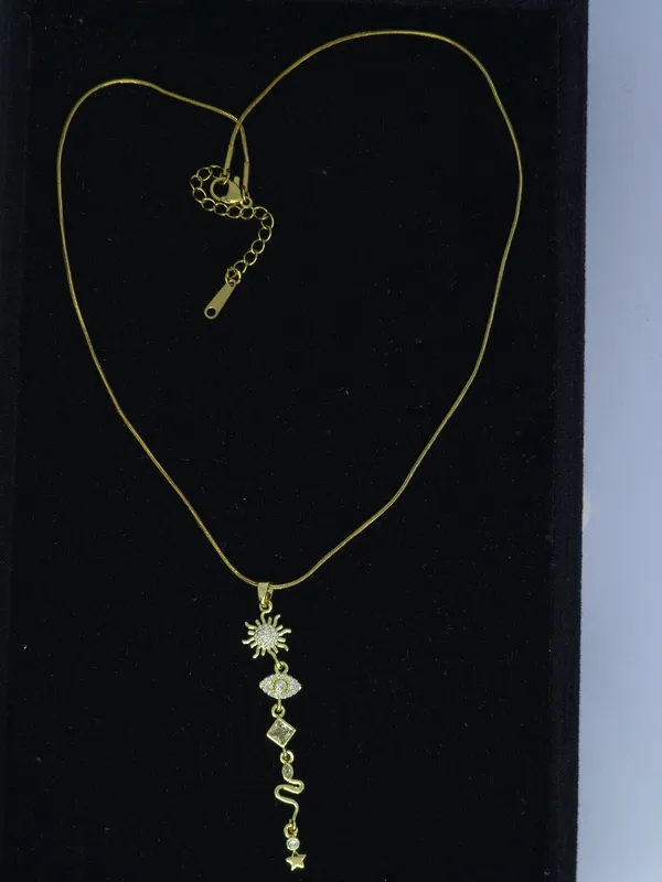 Gold_Tone_Steel_Celestial_Motif_Pendant_Necklace_For_Women