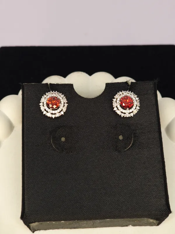 Silver_Tone_Red_Stone_Floral_Stud_Earrings_For_Women