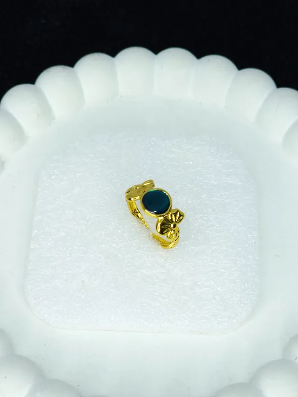 Gold_Tone_Oval_Blue-Green_Stone_Butterfly_Ring_For_Women