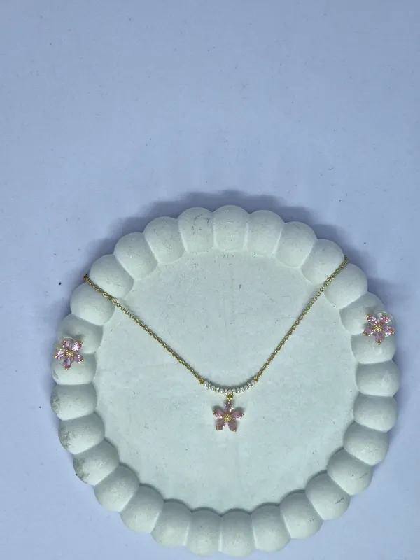 Pink_Floral_Stone_Necklace_Set_For_Women